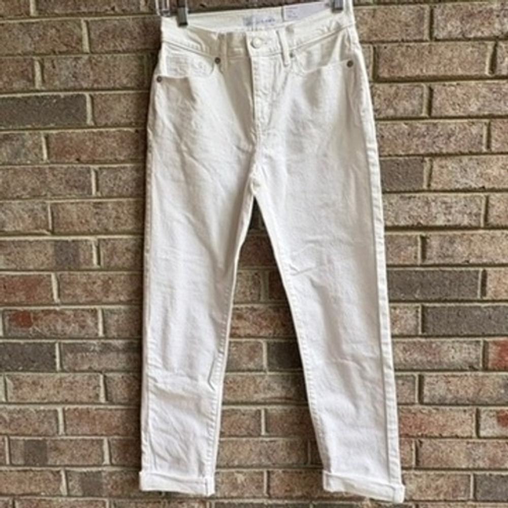 LOFT The Girlfriend Jeans Womens Size 25 White Denim mid Rise petite white‎